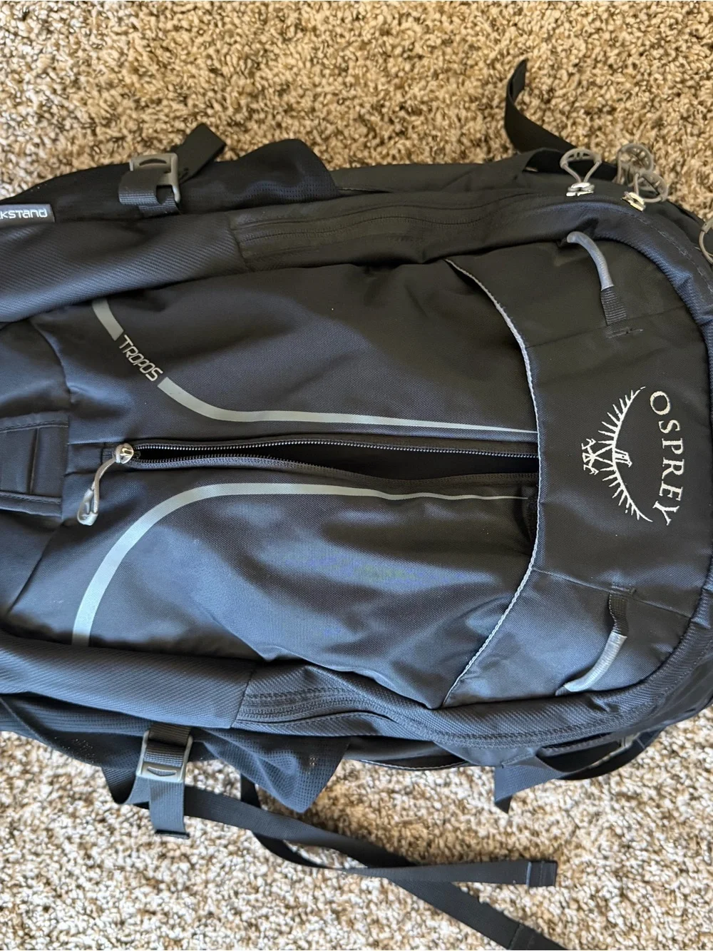 Osprey Tropos 25L Black Hiking Backpack 15in Laptop Pocket, Zip, 3 Pockets